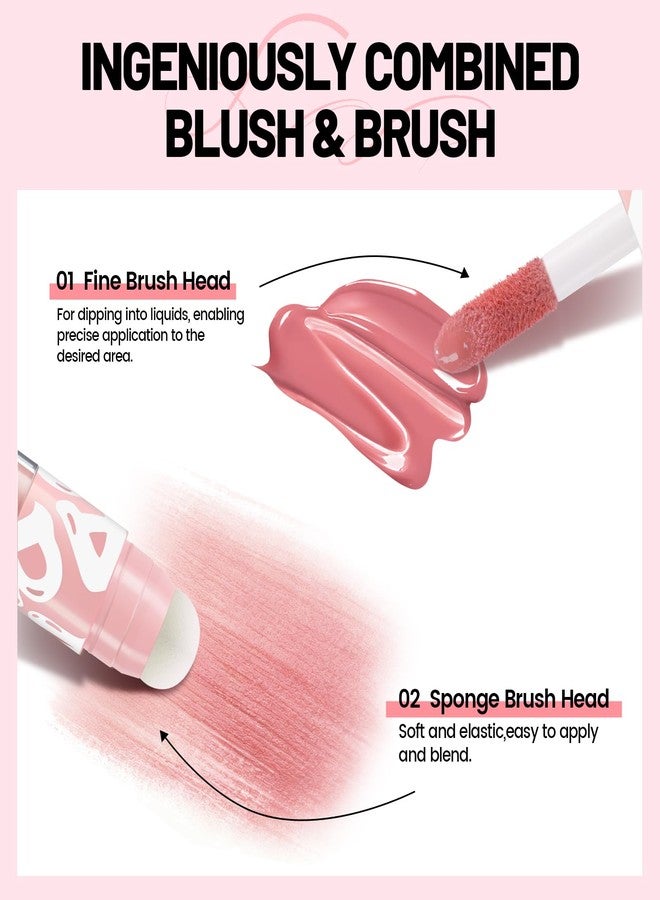 Noerrors Dual-Ended Pink Liquid Blush for Cheeks, Long-Lasting and Multi-Use High Pigment Blusher Liquid, Waterproof Matte Finish Cheek Blusher for Natural Flush, Cute Makeup Blush Tint for Women - Image 2